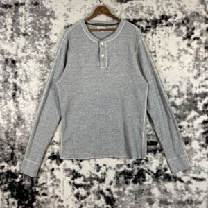 Wallace & Barnes Thermal Henley Shirt Mens Size Extra Large Tall Gray Waffle Kni